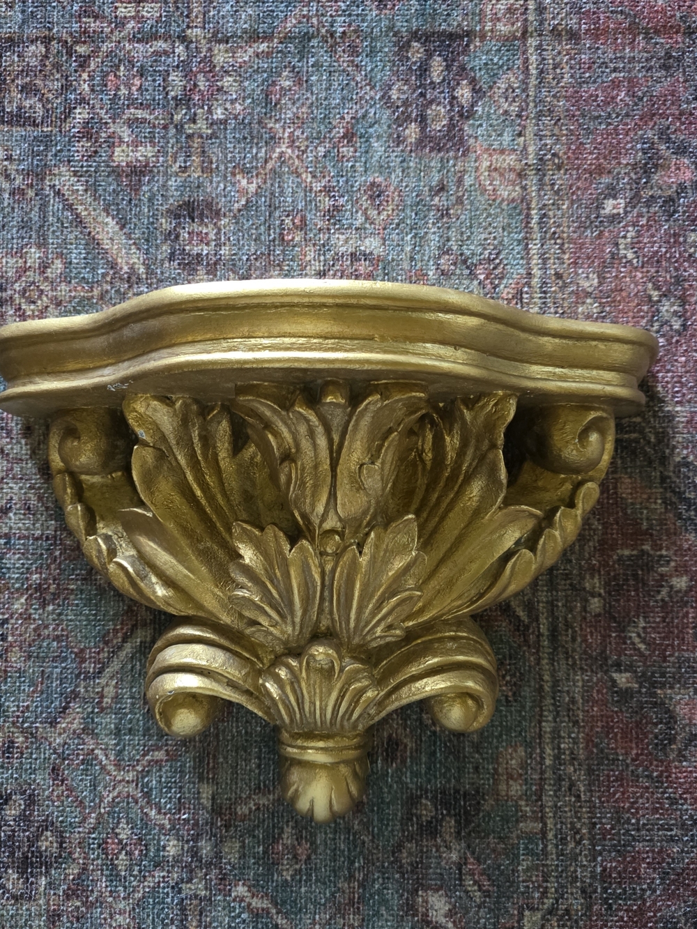 Hollywood Regency Large Gold Wall Shelf